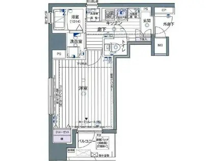 ヴァレッシア錦糸町シティ(1K/2階)の間取り写真