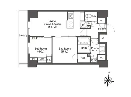 コンフォリア森下リバーサイド(2LDK/9階)の間取り写真