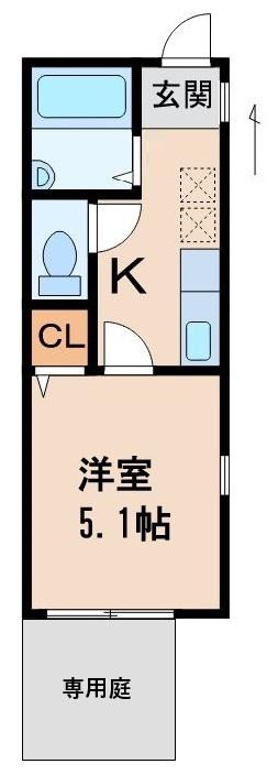 TJ内原(1K/1階)の間取り写真