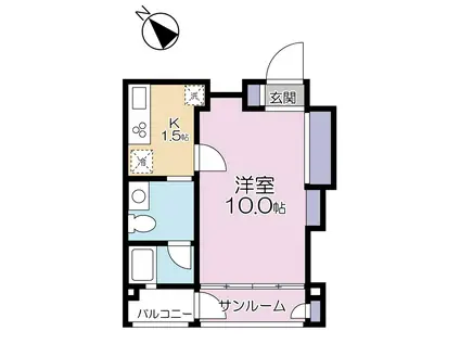 アイショウパルハウス東玉川(1K/3階)の間取り写真