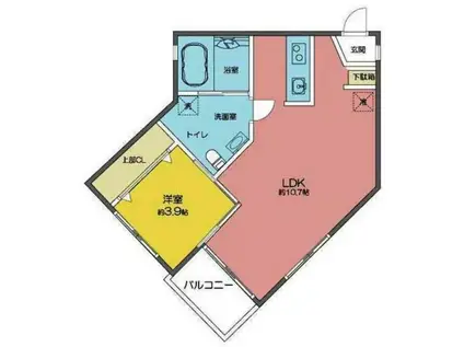 PRENDRE吹上(1LDK/3階)の間取り写真