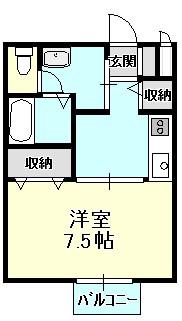 パサート辻野(1K/2階)の間取り写真