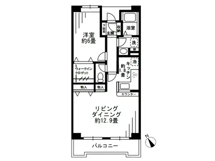 ベルウッド一之江(1LDK/1階)の間取り写真