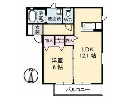 メイプルガーデン A棟(1LDK/1階)の間取り写真