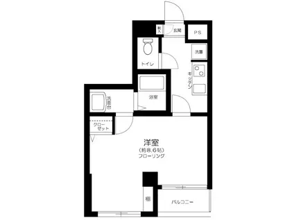 リスレーヌ蔵前(1K/4階)の間取り写真