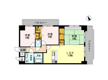 エール豊岡(3LDK/8階)の間取り写真