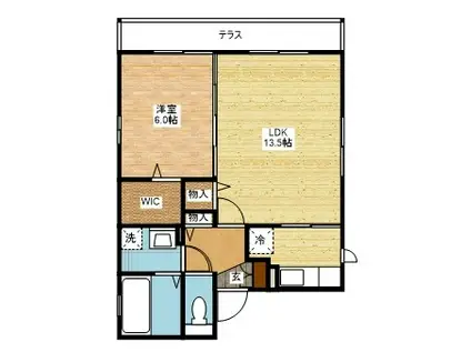 ヴェルジェD(1DK/1階)の間取り写真