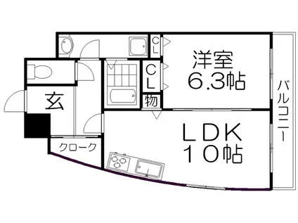 レオン光善寺(1LDK/3階)の間取り写真