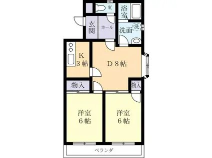 フォレストフィールドV(2DK/2階)の間取り写真