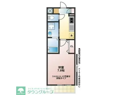 トポリーノ(1K/2階)の間取り写真