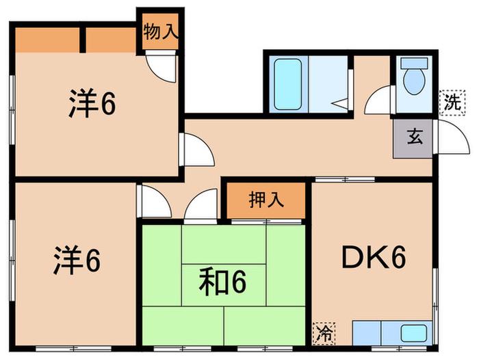 ハイツオギシマ(3DK/2階)の間取り写真