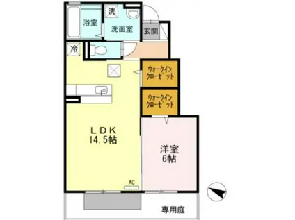 ベネフィック(1LDK/1階)の間取り写真