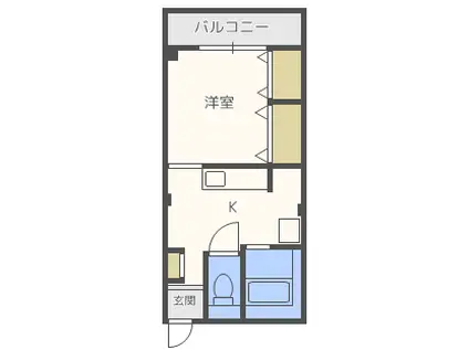 シャトーローリエ博多(1K/3階)の間取り写真