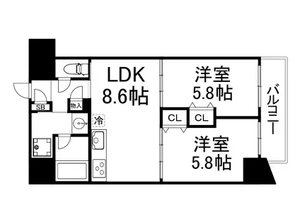 和良久ライフ(2LDK/8階)の間取り写真