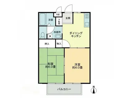 フォブールK&K(2DK/1階)の間取り写真