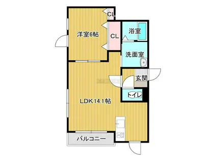 RTL船見町(1LDK/3階)の間取り写真