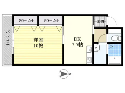 ドリーム山一(1DK/3階)の間取り写真