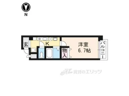 カーサ新町(1K/6階)の間取り写真