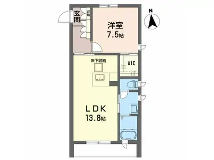 グランシエロ八乙女(1LDK/1階)の間取り写真