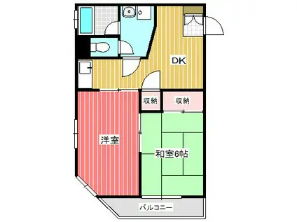 第1荻島ユニティビル(2DK/4階)の間取り写真