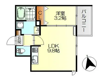 レジデンシャル広(1LDK/1階)の間取り写真