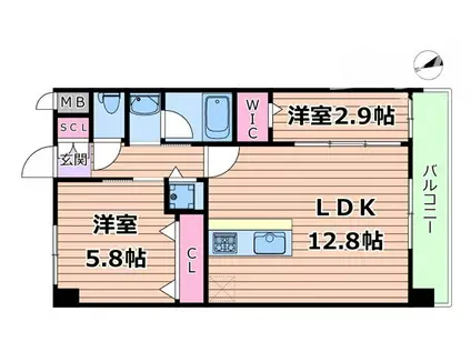 スプランディッドライズ新大阪ノース(2LDK/8階)の間取り写真