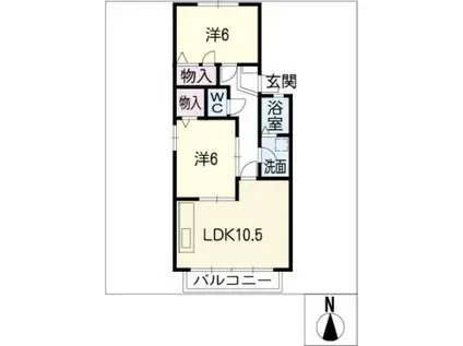グランデール福光 C(2LDK/1階)の間取り写真