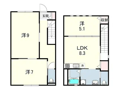 CASA ERBEN(3DK/1階)の間取り写真
