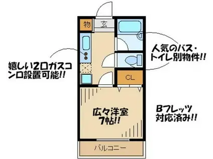 ラフィーネスギタV(1K/2階)の間取り写真