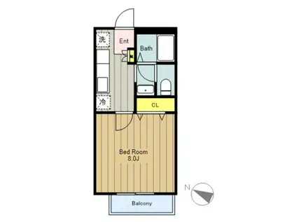 第6幸永ハイツ(1K/1階)の間取り写真