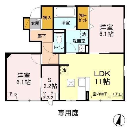 グリーンヴィラガーデン(2SLDK/1階)の間取り写真