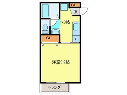 シャーメゾン井上(1K/2階)の間取り写真