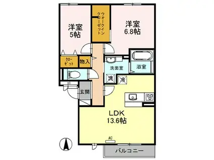 ファミール(2LDK/1階)の間取り写真