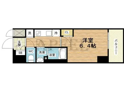 プレサンス桜ノ宮イーサリアル(1K/3階)の間取り写真