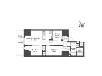 コンフォリア・リヴ板橋(2SLDK/11階)の間取り写真
