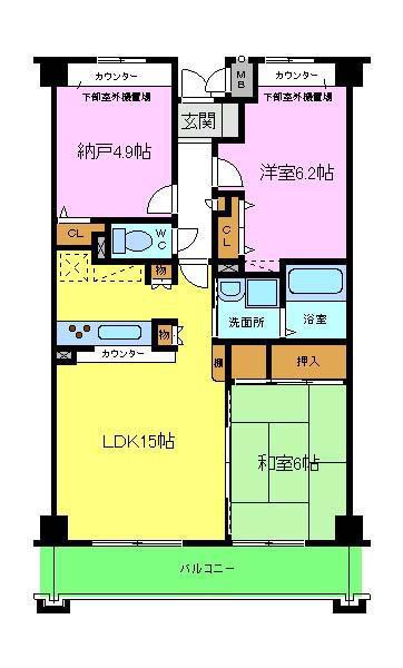 サンライクテイリス3号館(2SLDK/2階)の間取り写真