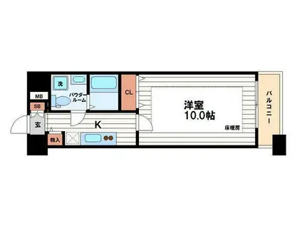 モンサンミッシェル北浜(1K/10階)の間取り写真