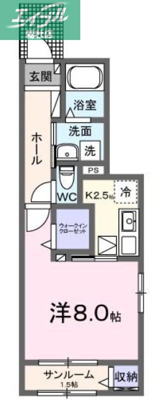 セレニテ(1K/1階)の間取り写真