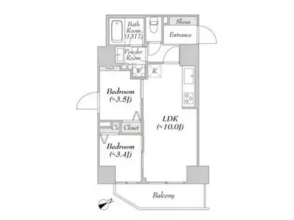 リテラス浅草橋イースト(2LDK/8階)の間取り写真