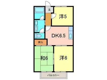 ハイステップ花田 B棟(3DK/2階)の間取り写真