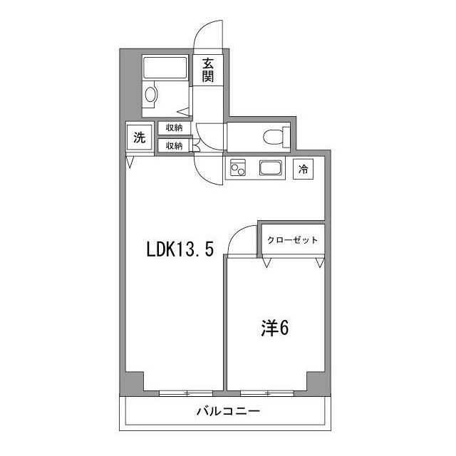 セブンハイツ芝(1LDK/6階)の間取り写真