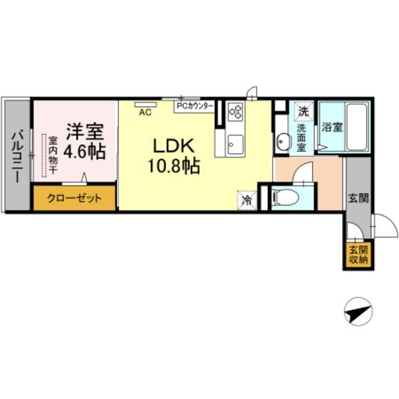 アネシス寺家A・B A棟(1LDK/3階)の間取り写真