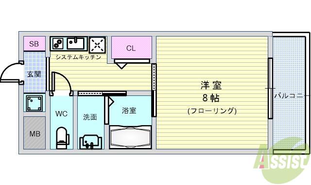 ウェスツォーネ(1K/3階)の間取り写真