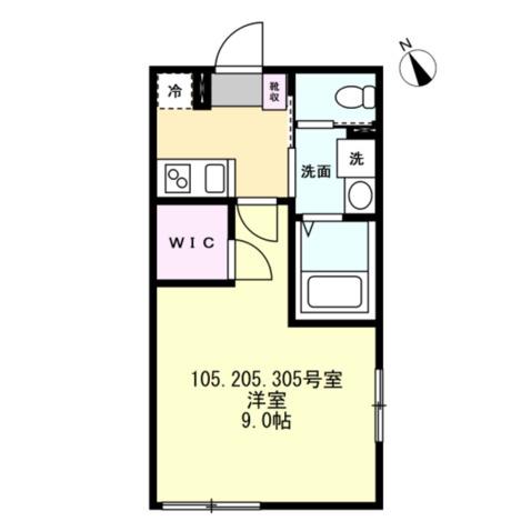 FELICE相模原(1K/2階)の間取り写真