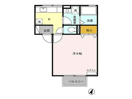 ロイスライブK A(1K/2階)の間取り写真