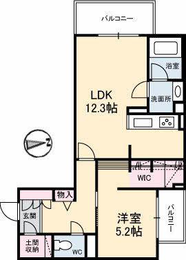 シャトル不動院前(1LDK/2階)の間取り写真