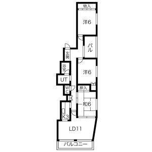 グランドヒルズ平野2番館(3LDK/3階)の間取り写真