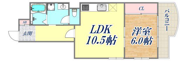 コボリマンション夙川老松台 D棟(1LDK/3階)の間取り写真