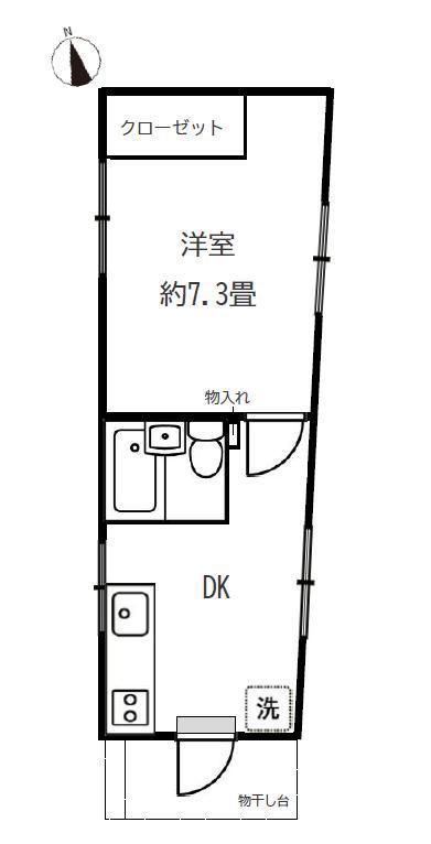 小林荘(1DK/2階)の間取り写真
