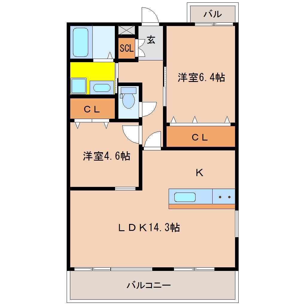 アルテマイスターマラマ(2LDK/1階)の間取り写真